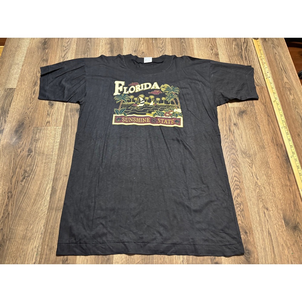 Cruisin Shirt Men Size L Black Florida Sunshine State Graphic Tee Sailboat